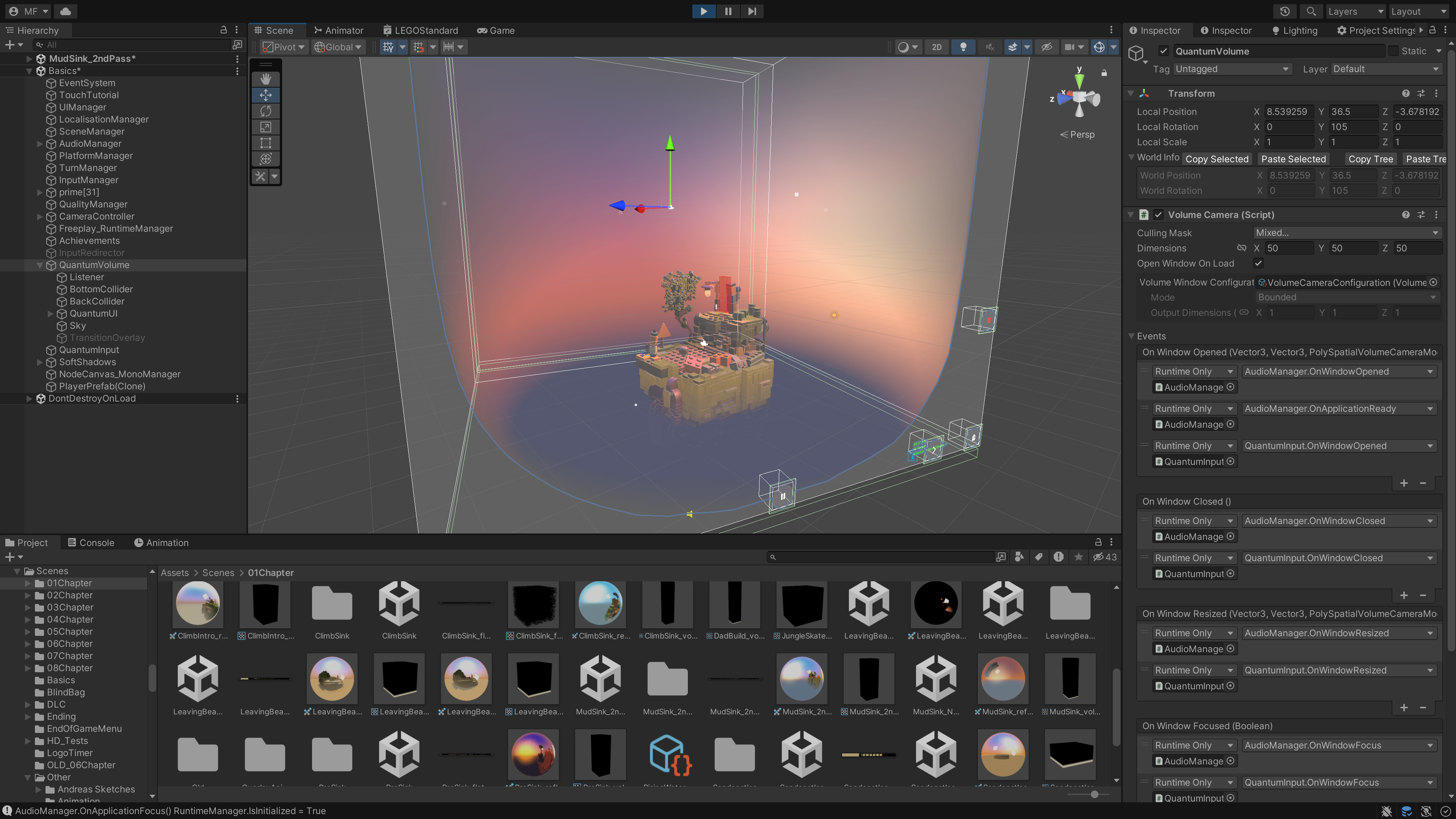 In-Editor shot of the Light Brick Studio team setting up the UI and events for the PolySpatial VolumeCamera component