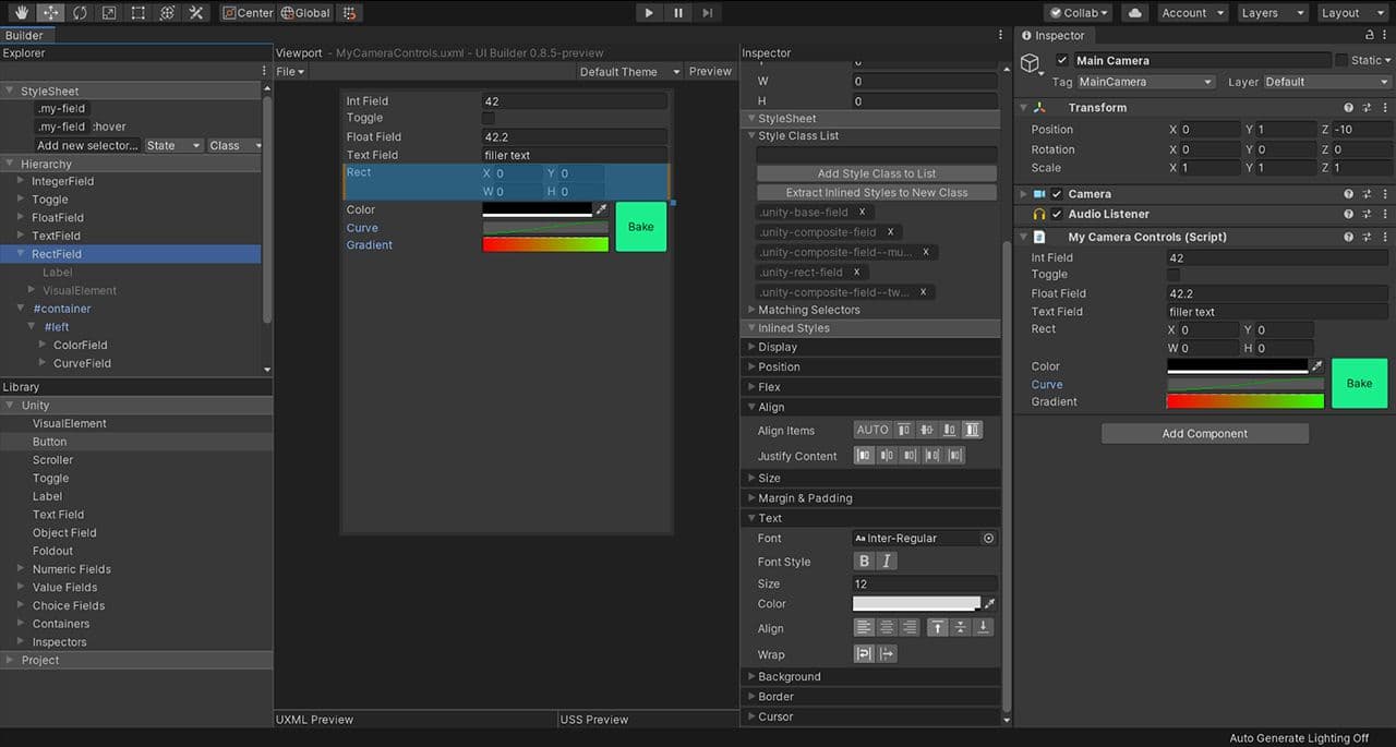 UIElements と UI Builder（プレビュー）