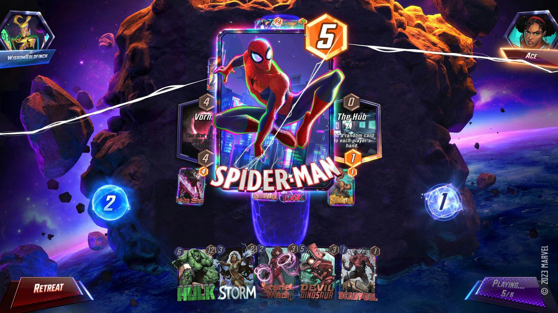Marvel SNAP 游戏中的蜘蛛侠卡