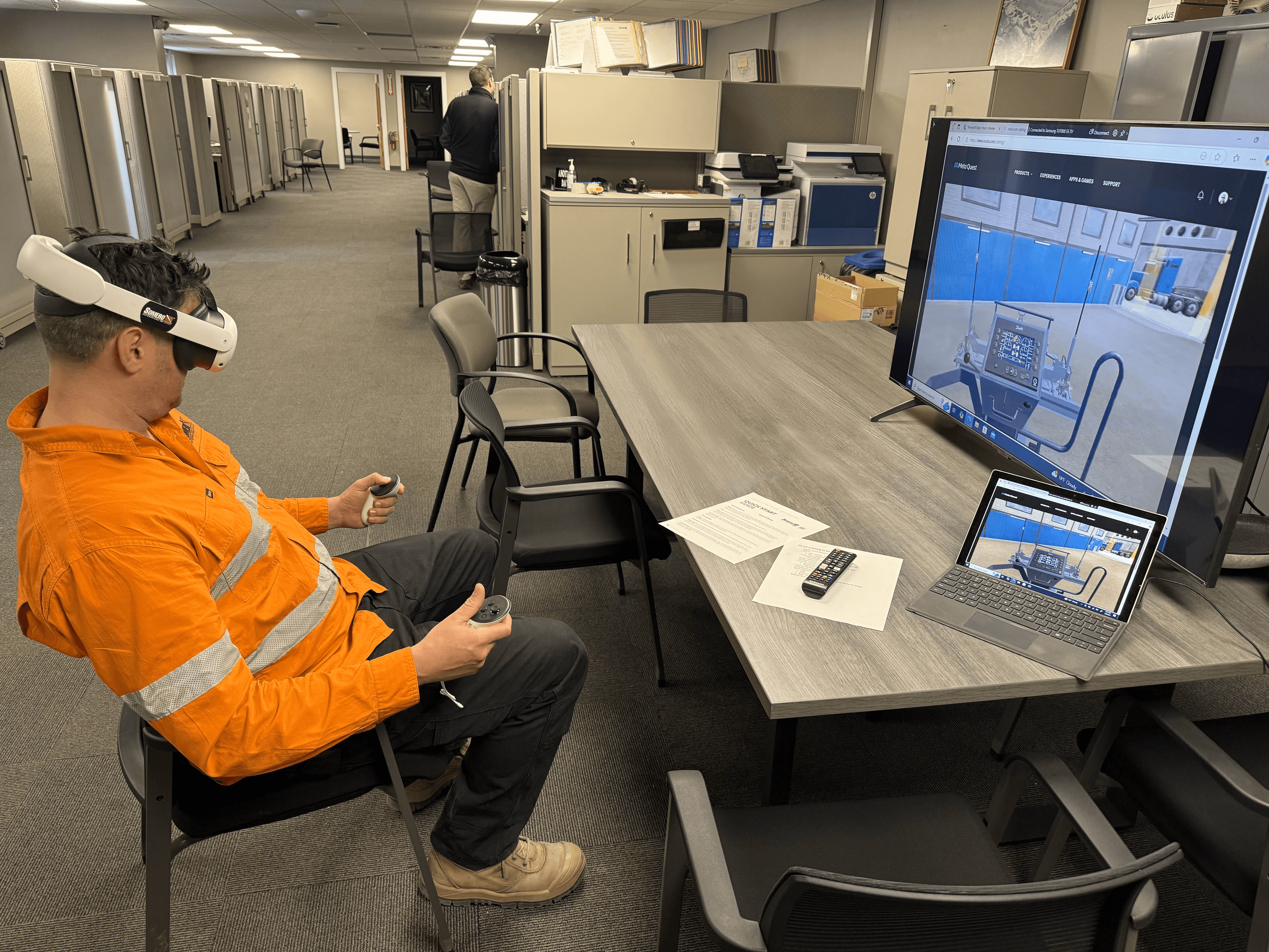 User wearing VR Simulation training headset