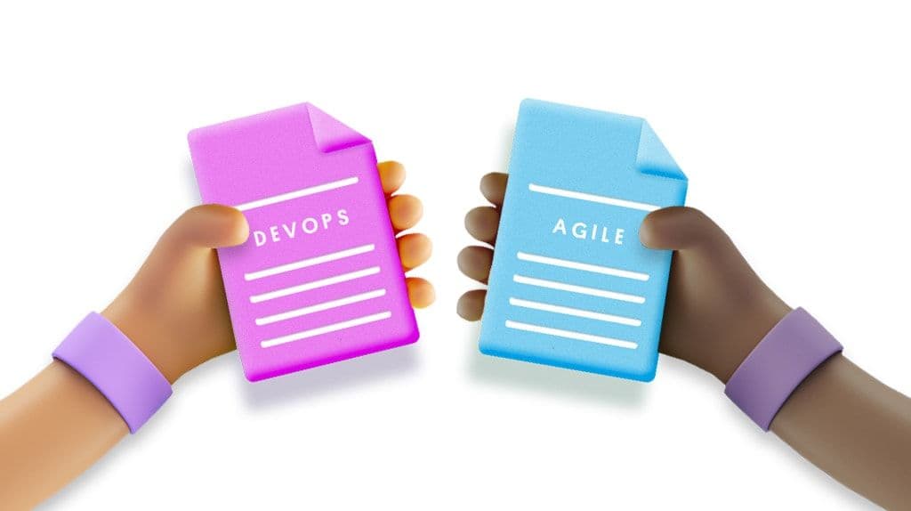 DevOps とアジャイルのファイルを持っている 2 人の人物