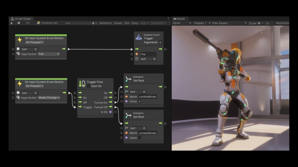 Scripting visuel avec modèle 3D