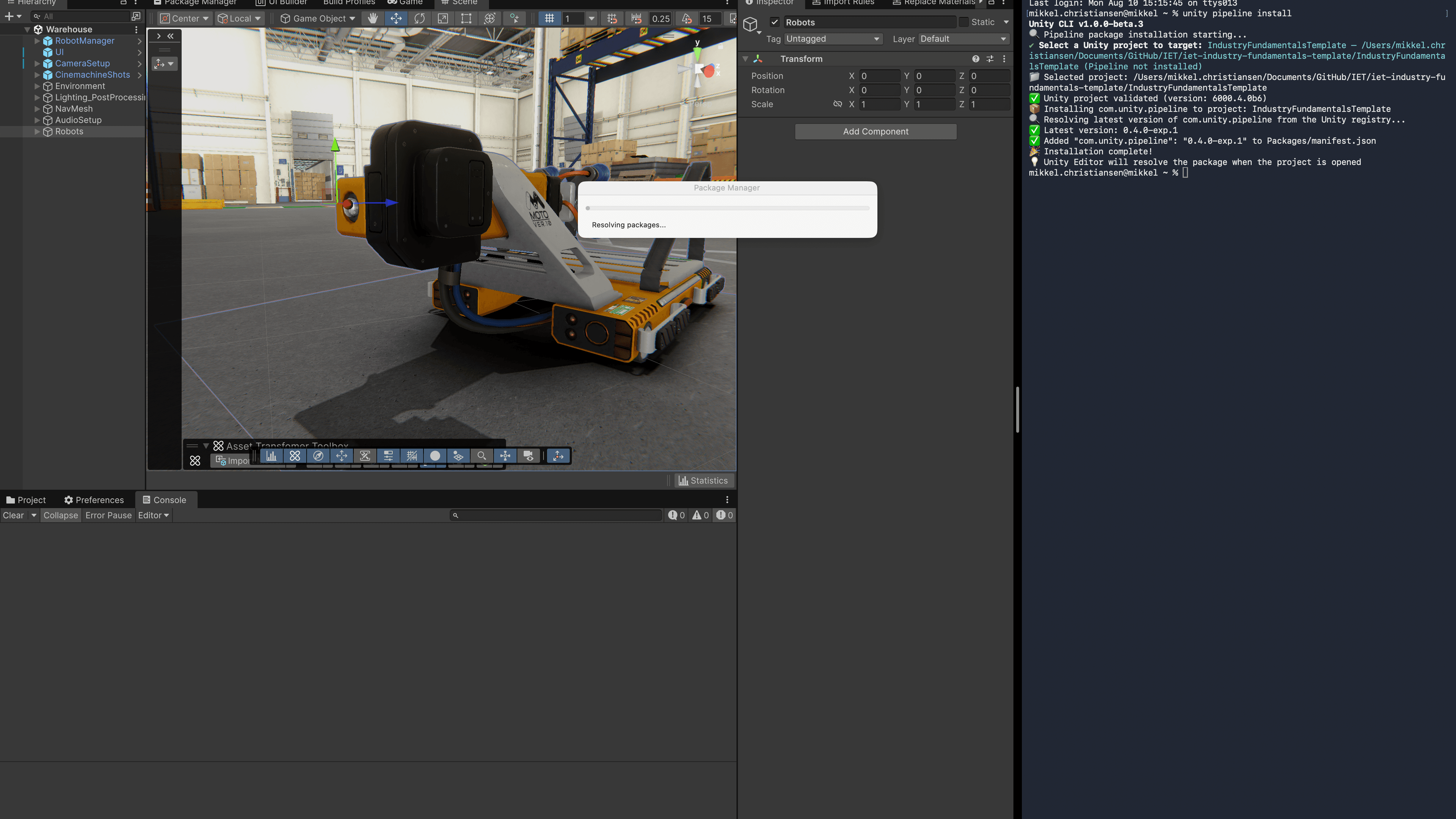 Unity Pipeline package installation