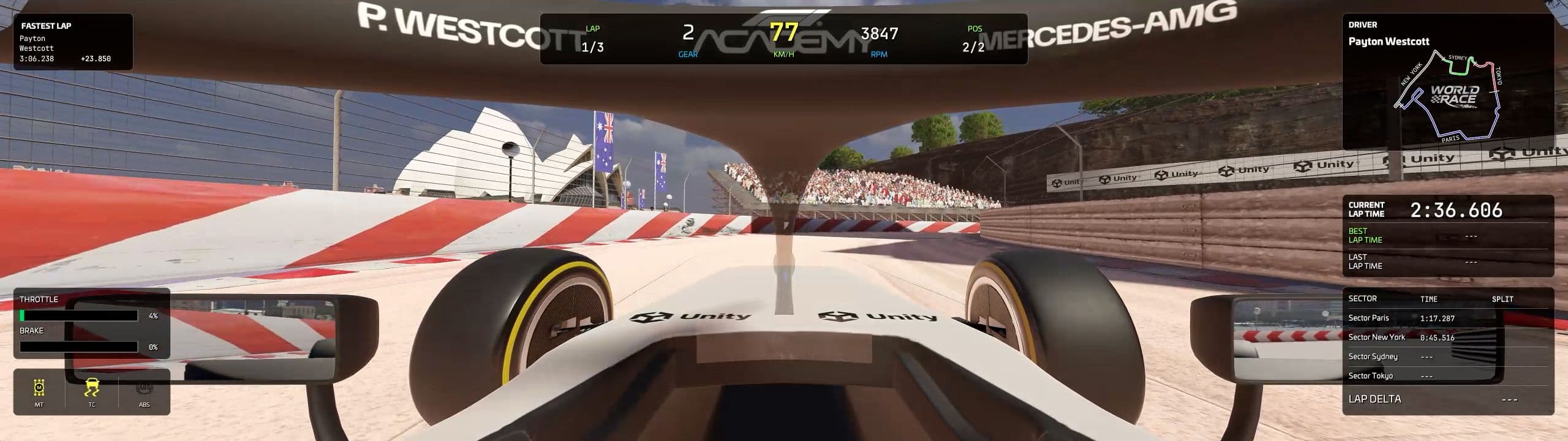 Unity 로 제작된 Mercedes-AMG F1 Academy 시뮬레이터