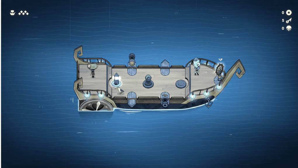 Screenshot von Ship of Fools mit zwei Spielern auf einem Boot