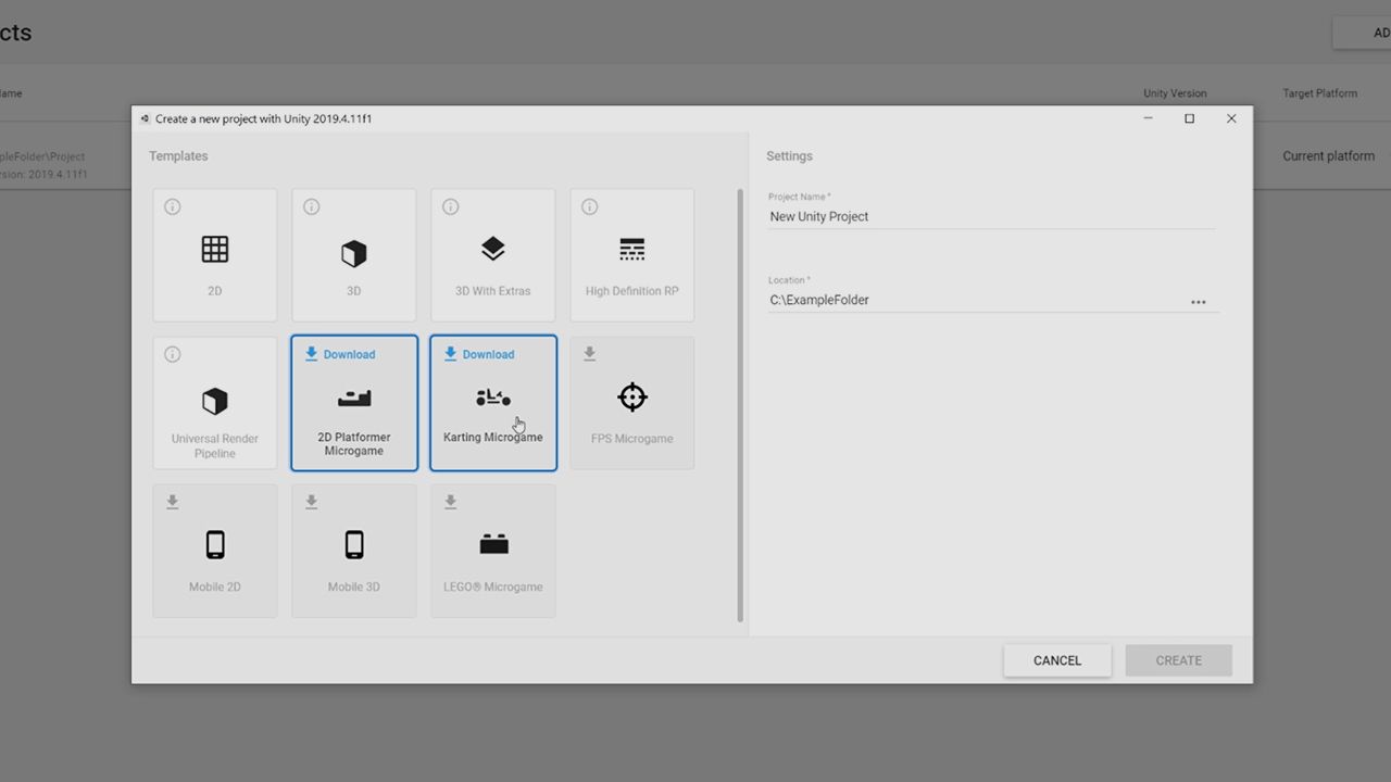 Téléchargez le Hub Unity
