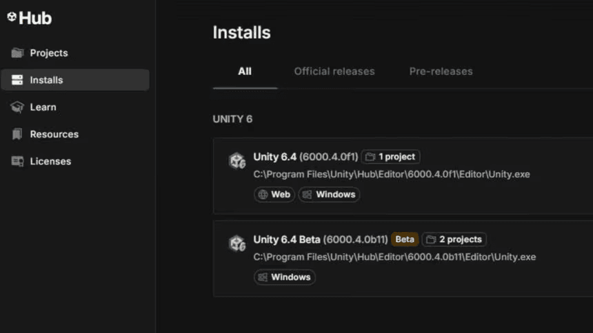 Установите Unity 6
