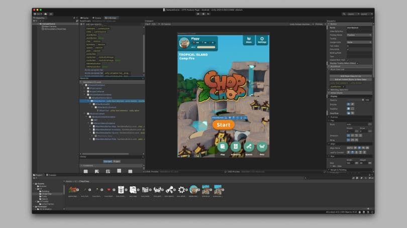 Boîte à outils de l'interface utilisateur dans l'éditeur Unity