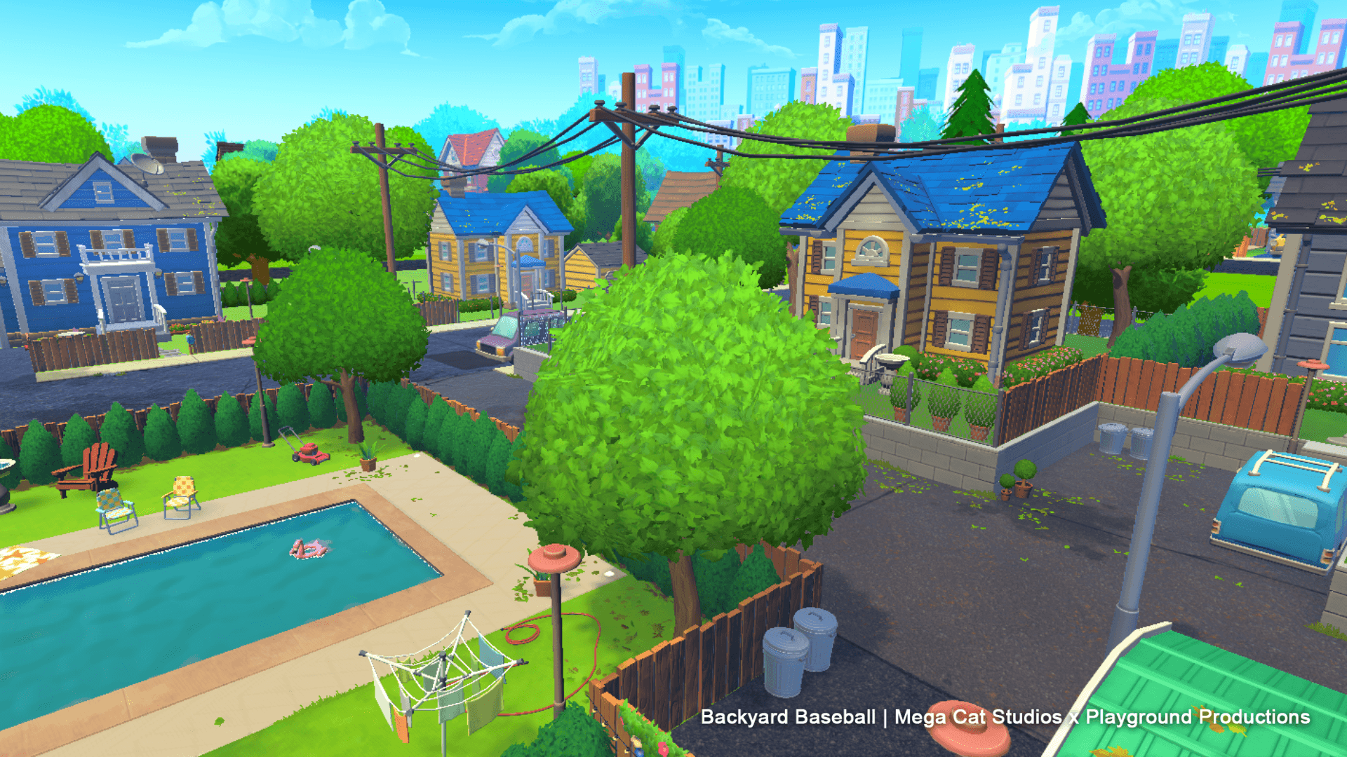 Mega Cat StudiosとPlayground Productionsによるゲーム「Backyard Baseball 2026」の近所の風景