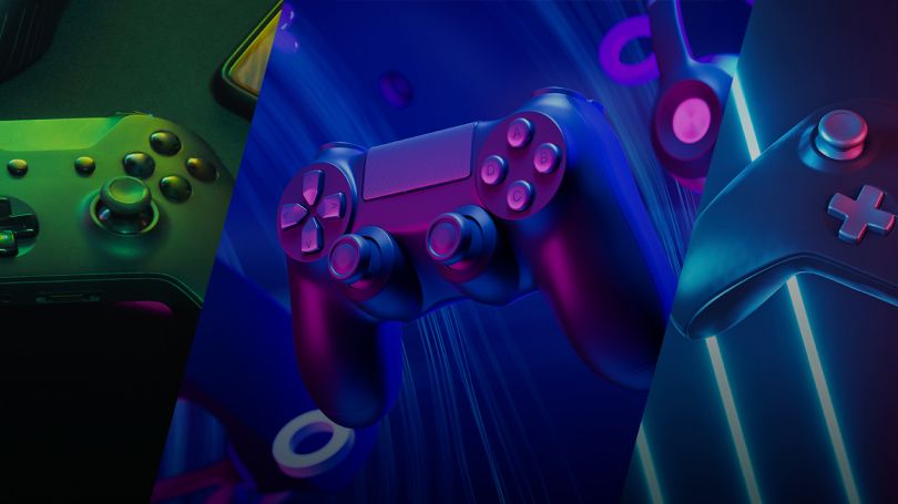 Künstlerisches Bild von Spielcontrollern