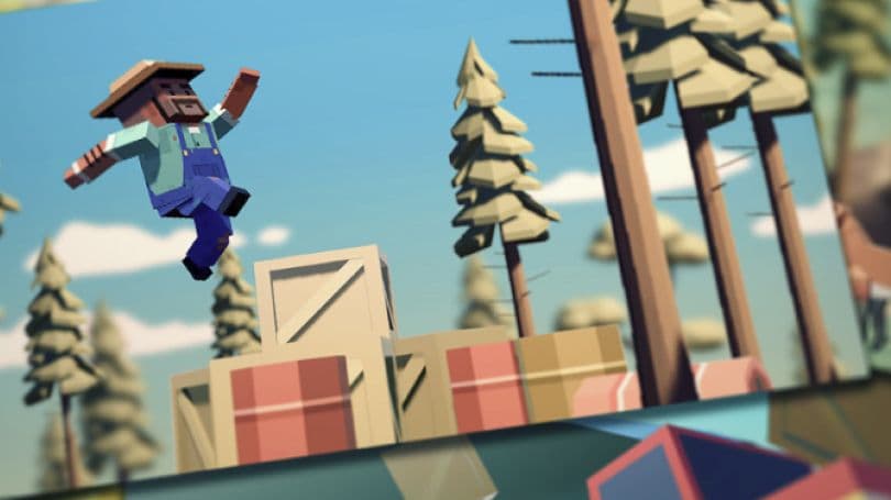 3Dボクセル農家ジャンプゲームインターフェース