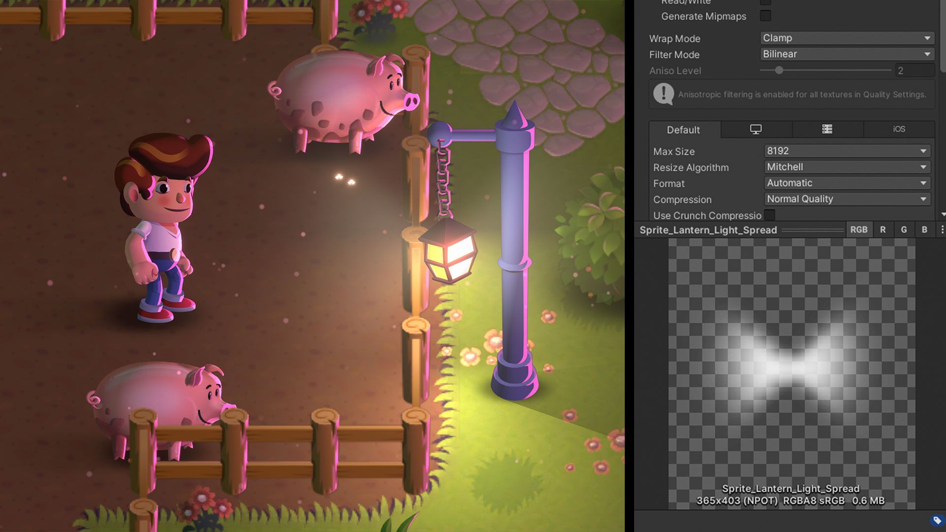 Unityエディタでのライトスプライトアプリケーション例