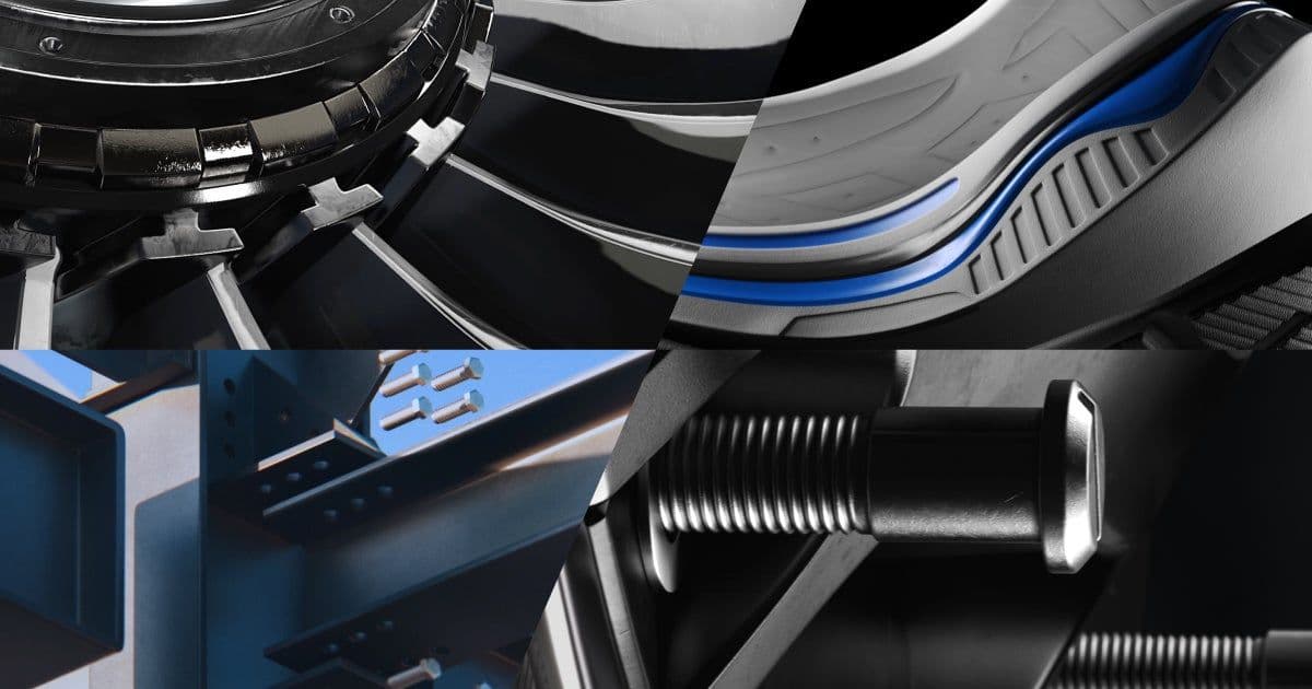 Photo collage of industries 3D renders