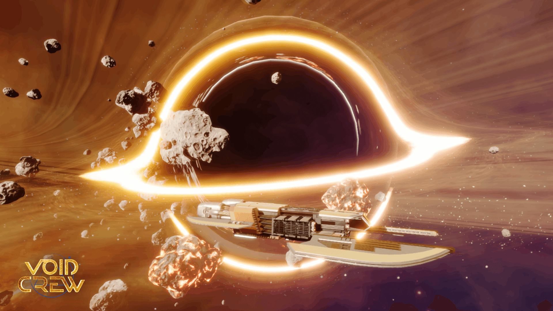 Void Crew spaceship traveling near a black hole