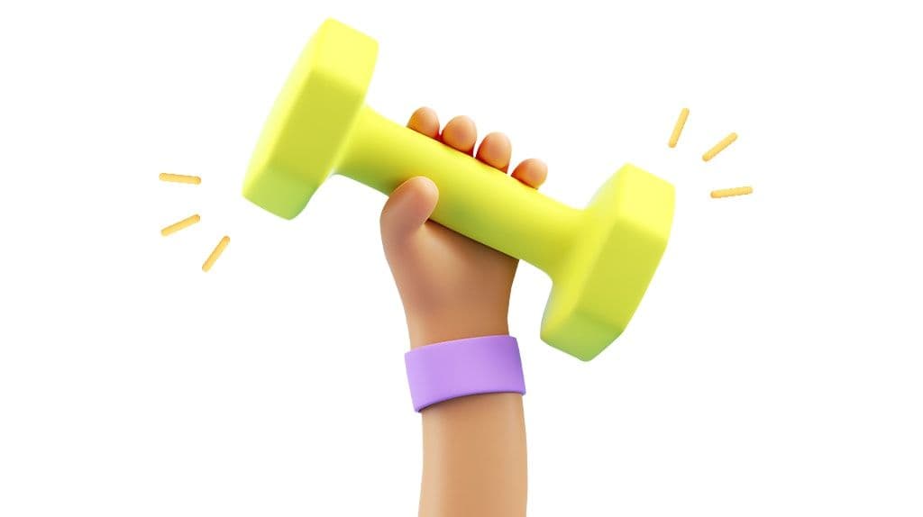 ダンベルを持っている手