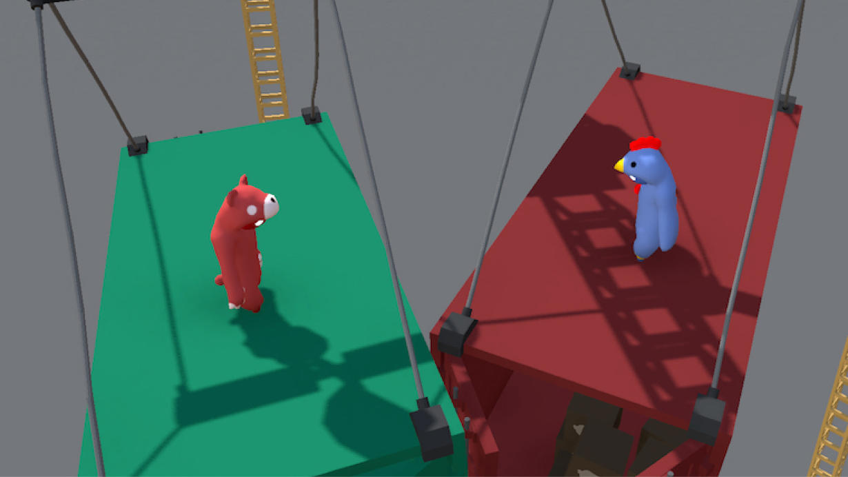 Gang Beasts shipping container scene
