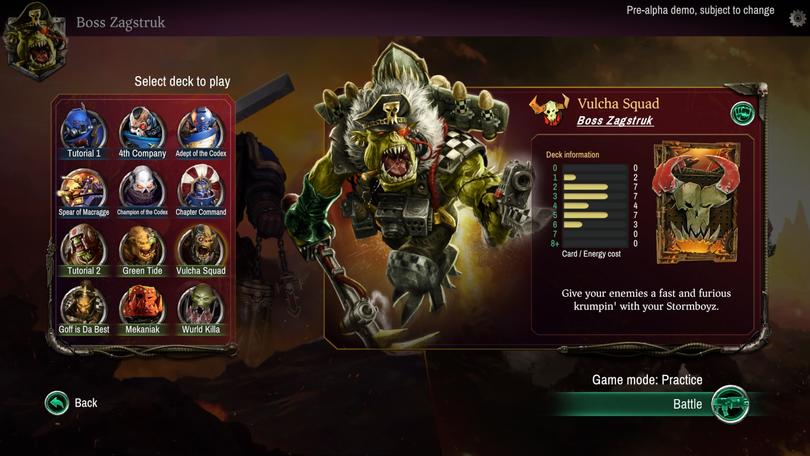 Warhammer 40000 のデッキ選択ユーザーインターフェース