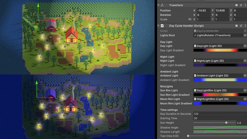 Day and Night controller in the Unity editor