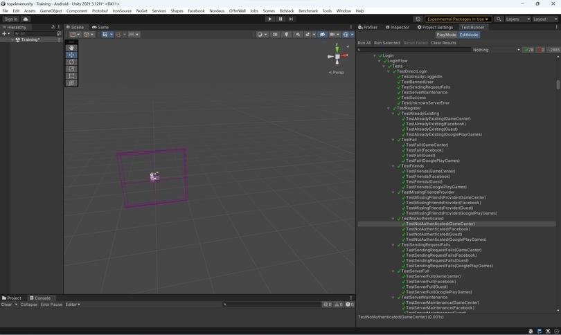 Unity Editor com um único objeto no quadro